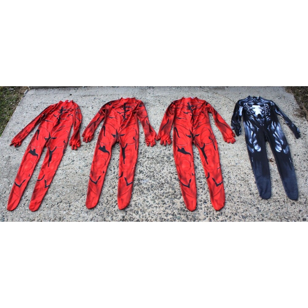 Lot of 4 NEW Morphsuits Spiderman Red Boys Halloween Full Body Outfit Black 120